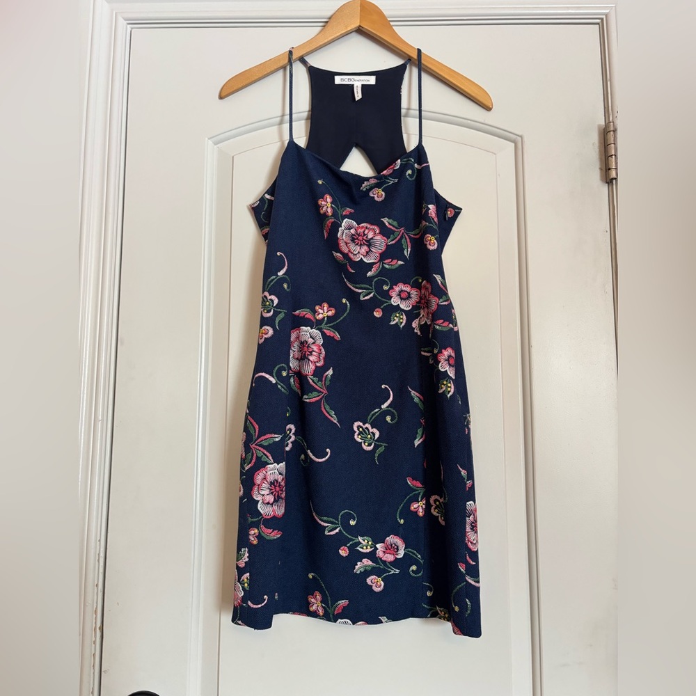 BCBG Women’s Size 6 Floral Sleeveless Navy Dress